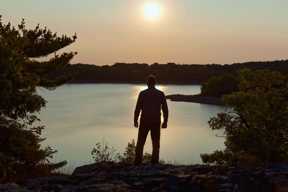 Scottish Rite Journey - Man on mountain contemplating the horizon